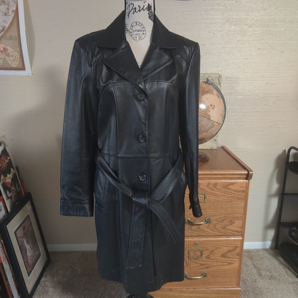 Worthington Genuine leather black trenchcoat 🖤 (M)